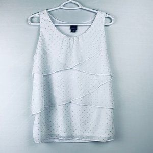 COVINGTON Polka Dot Sheer Ruffle Top